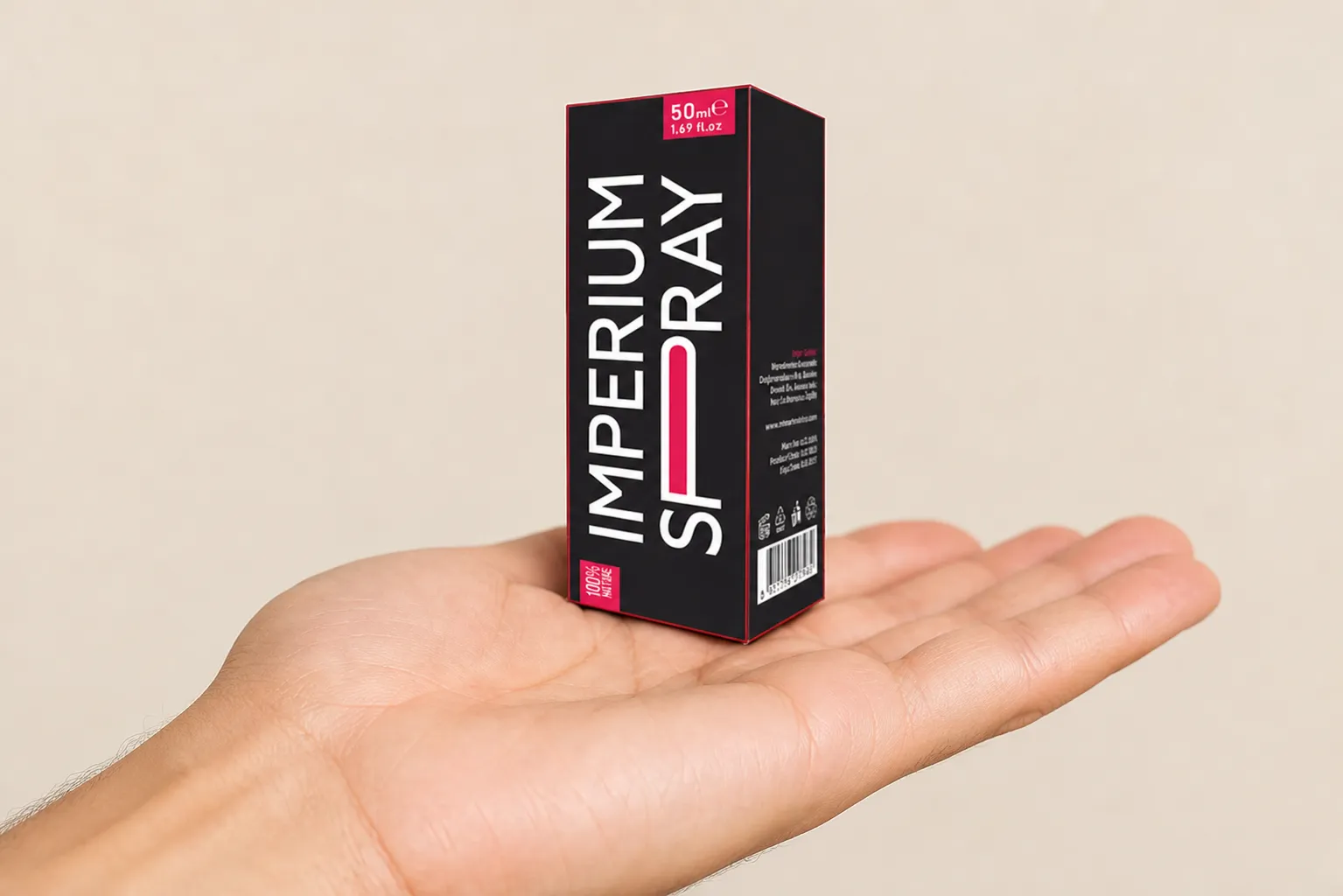 Imperium Spray — Verpackung in der Hand