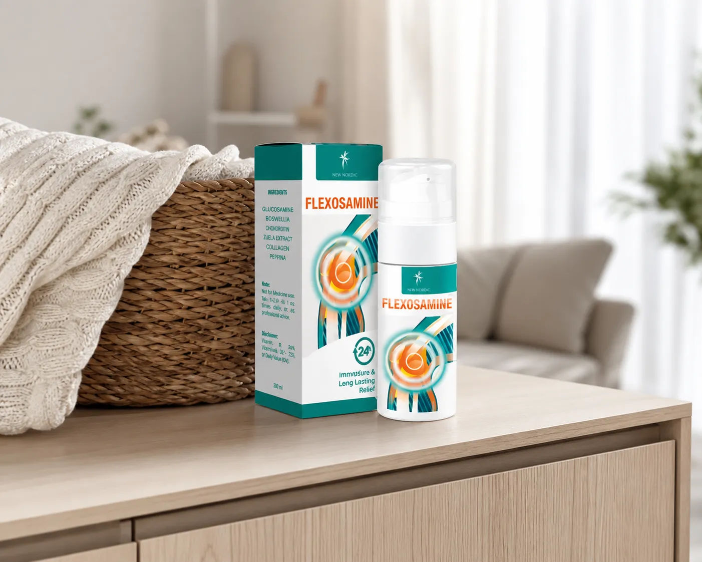 Flexosamine Gel — Verpackung im Alltag