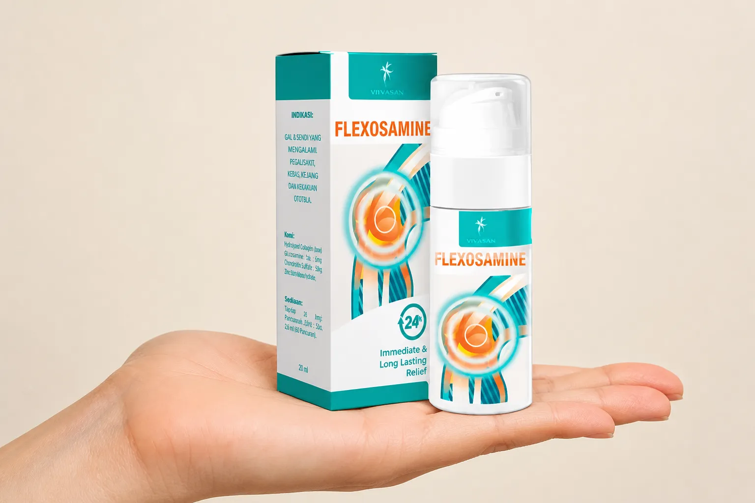 Flexosamine Gel — Verpackung in der Hand