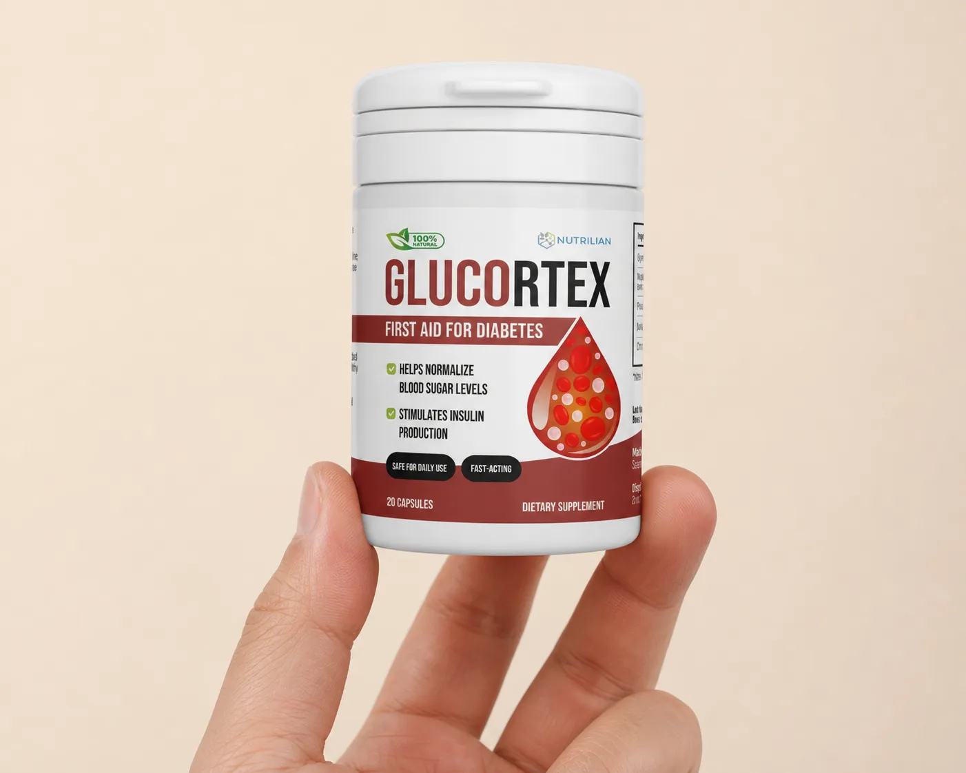 Glucortex — Verpackung in der Hand