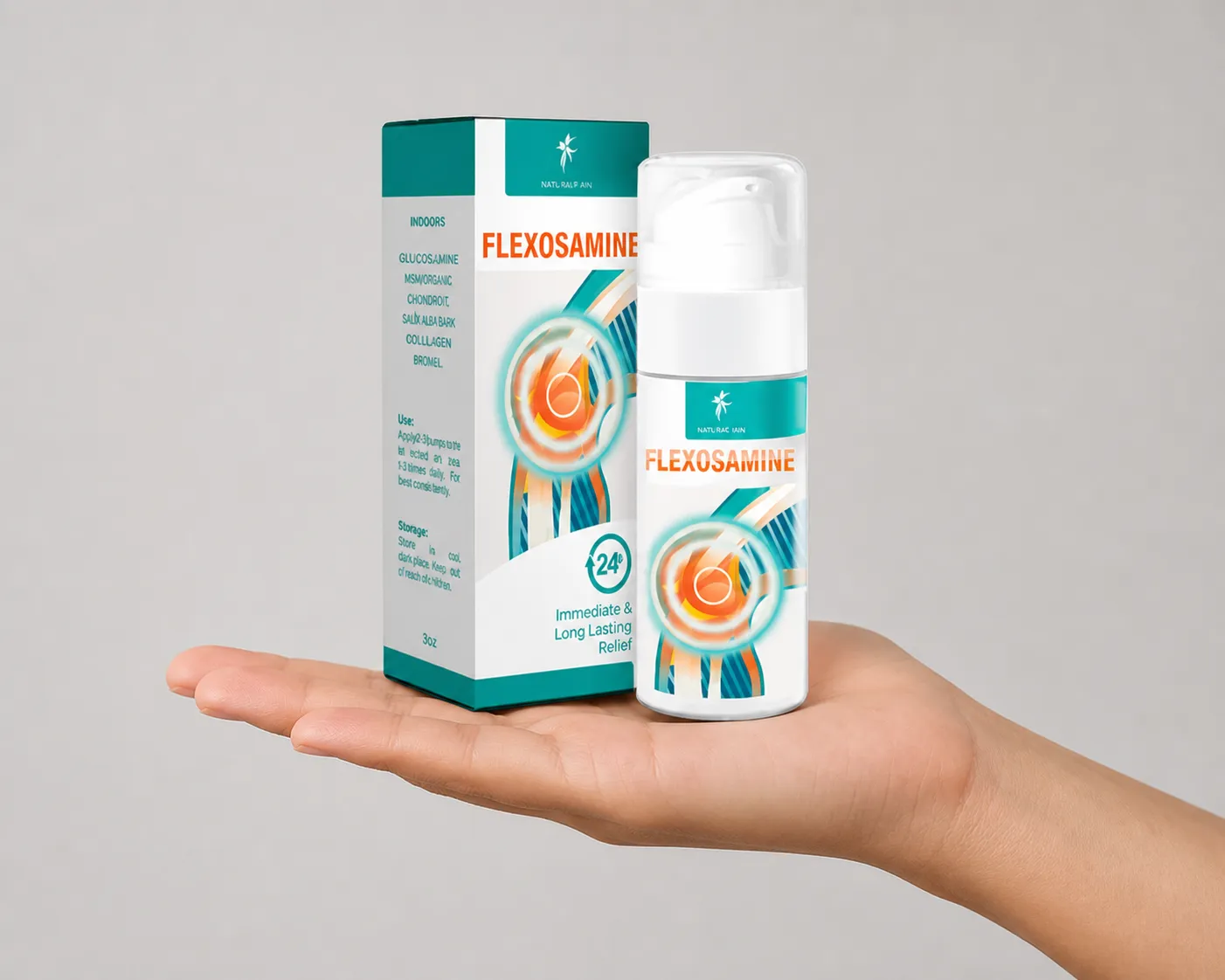 Flexosamine Gel Google — Verpackung in der Hand