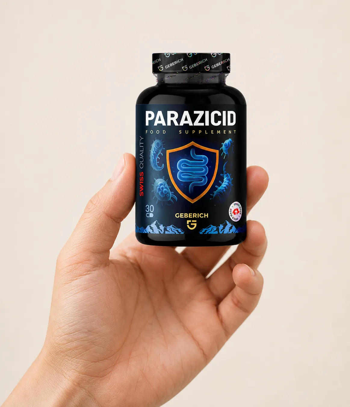 Parazicid — Verpackung in der Hand