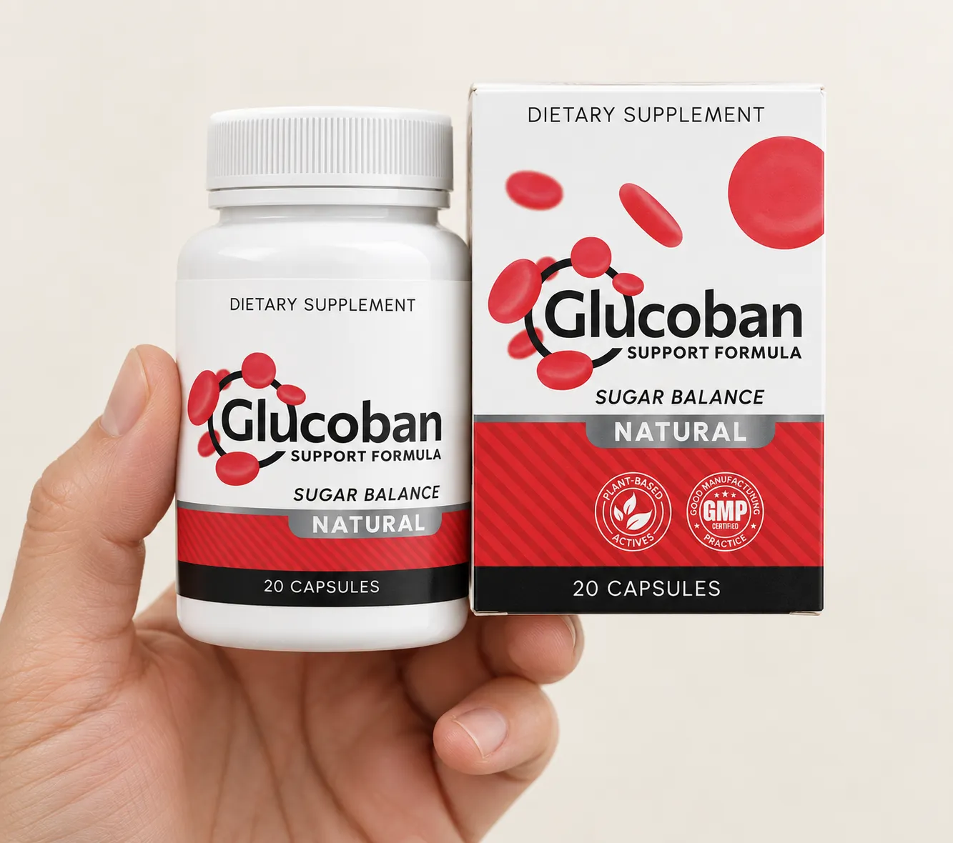 Glucoban — Verpackung in der Hand