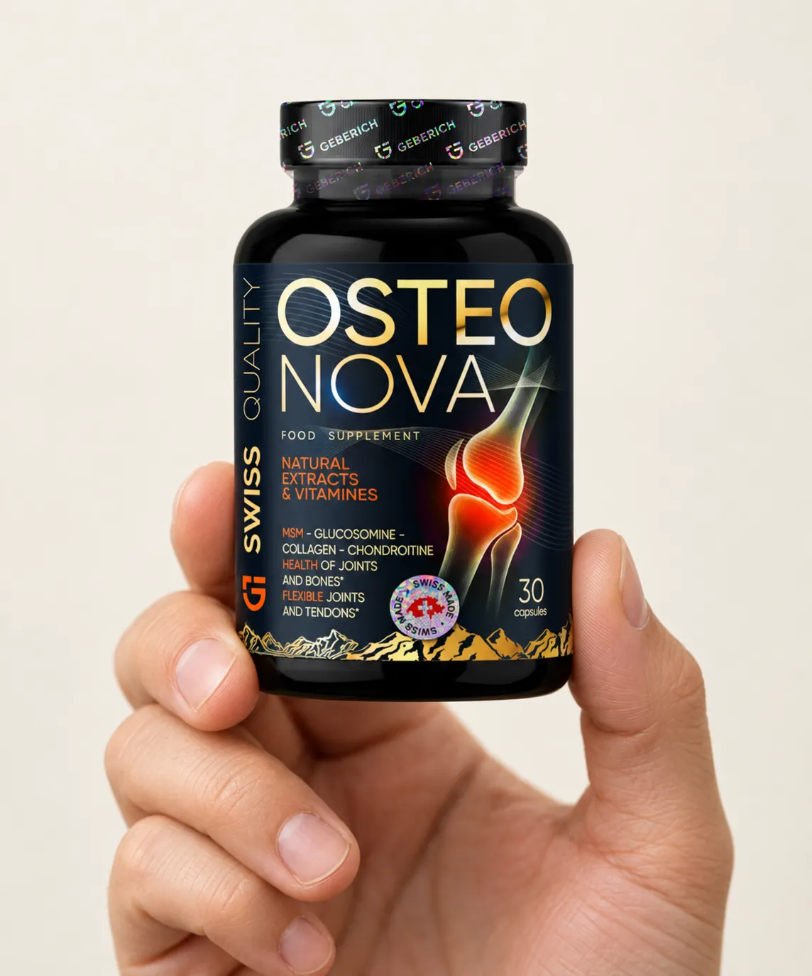 OsteoNova — Verpackung in der Hand