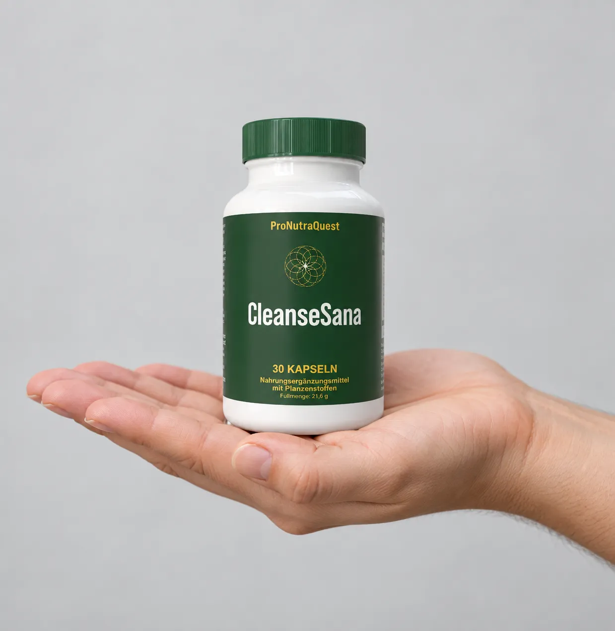 CleanseSana — Verpackung in der Hand