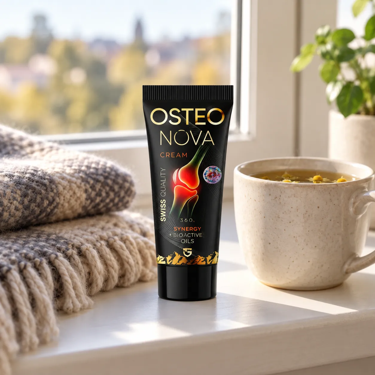 OsteoNova cream — Verpackung im Alltag