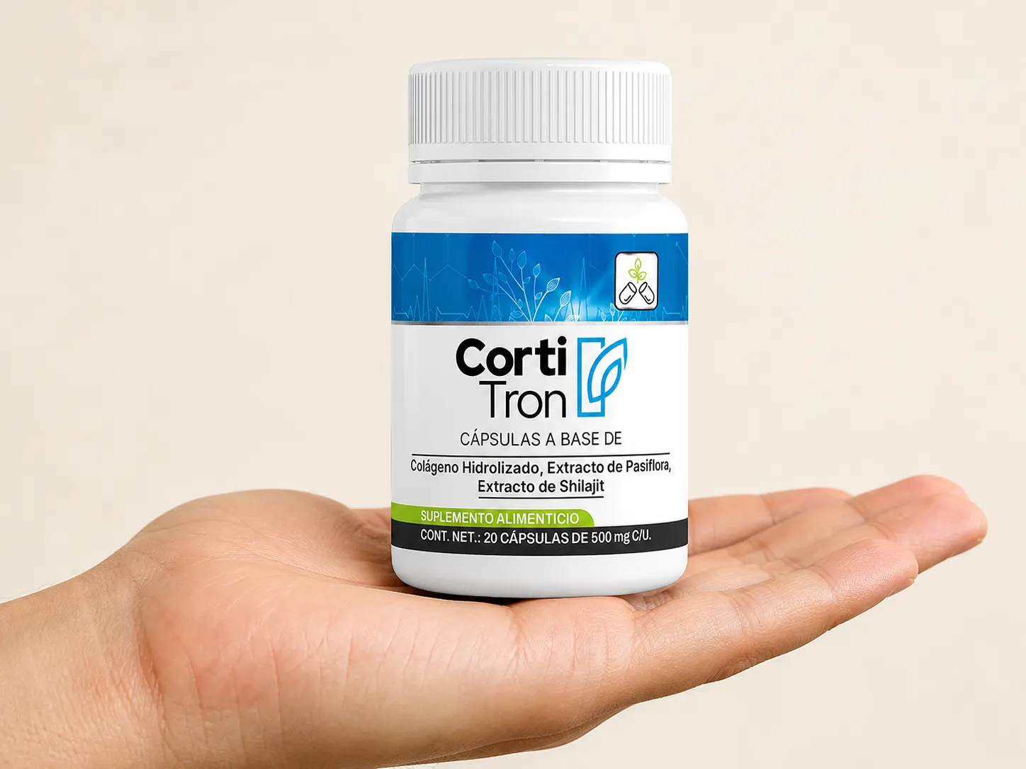 Cortitron — Verpackung in der Hand