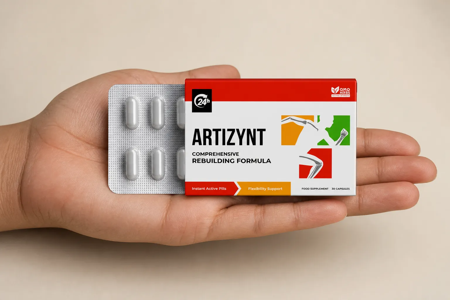 ArtiZynt caps — Verpackung in der Hand