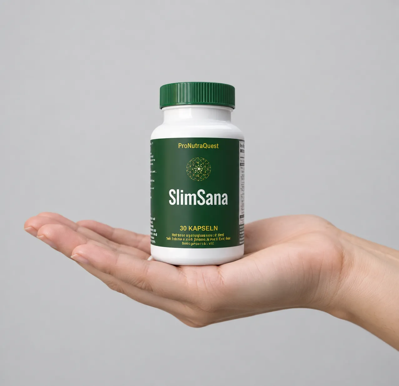 SlimSana — Verpackung in der Hand