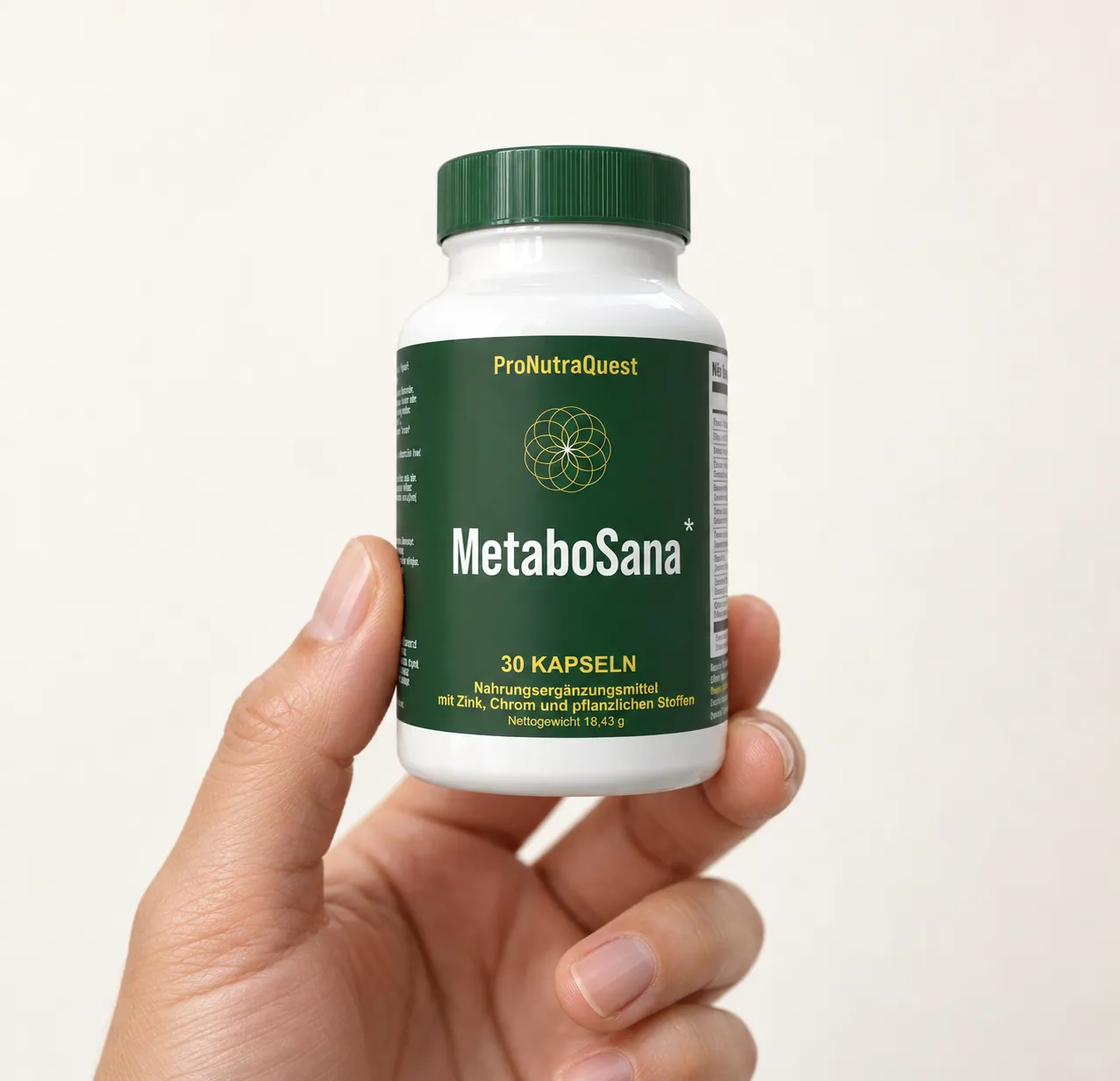 MetaboSana — Verpackung in der Hand