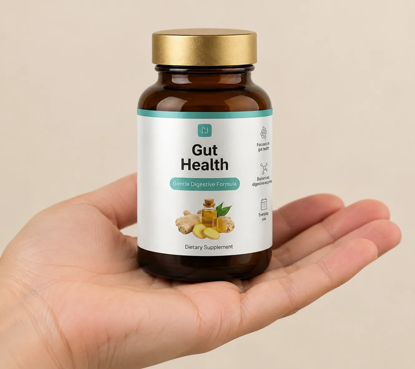 Gut health — Verpackung in der Hand
