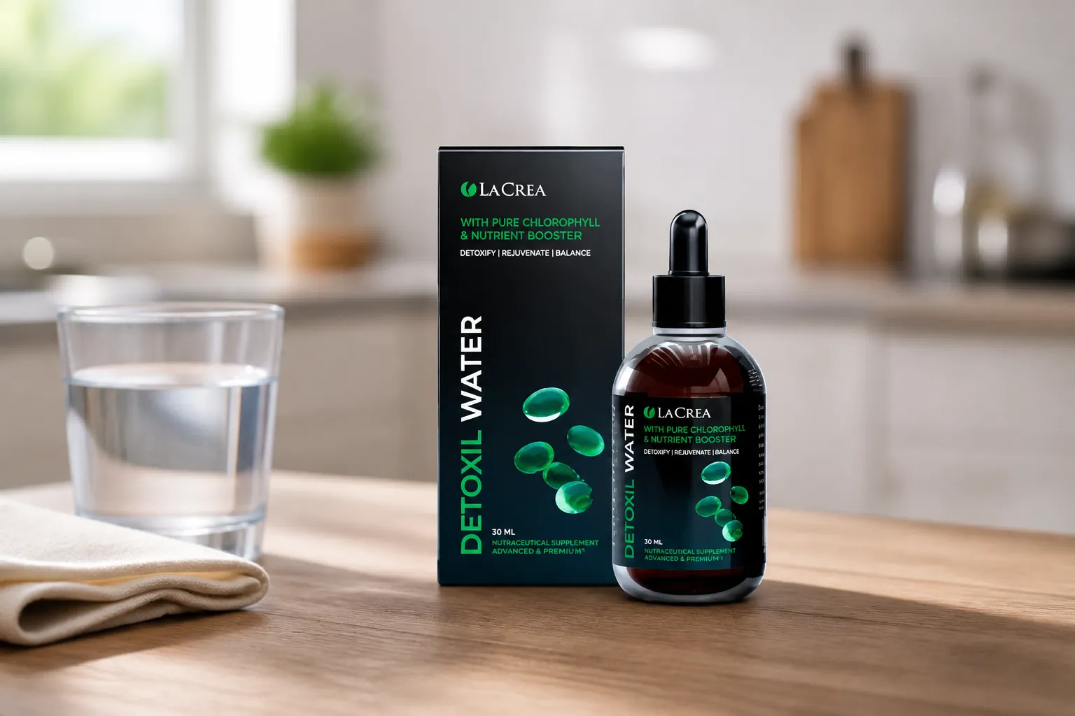 Detoxil water — Verpackung im Alltag
