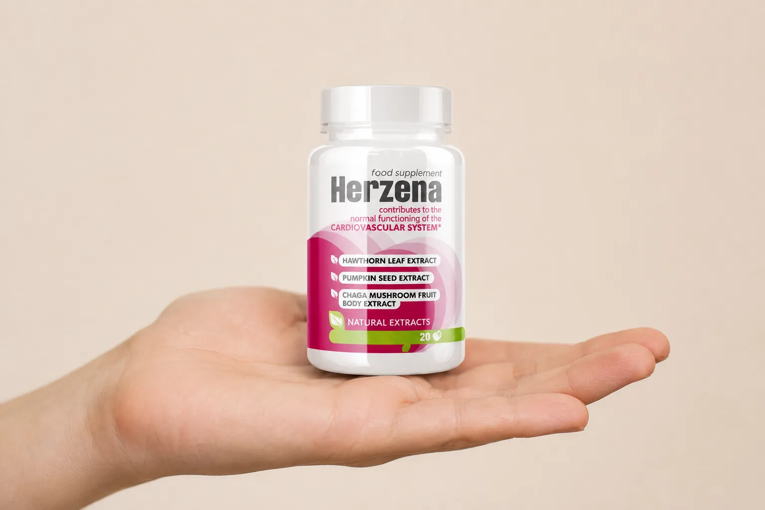 Herzena — Verpackung in der Hand