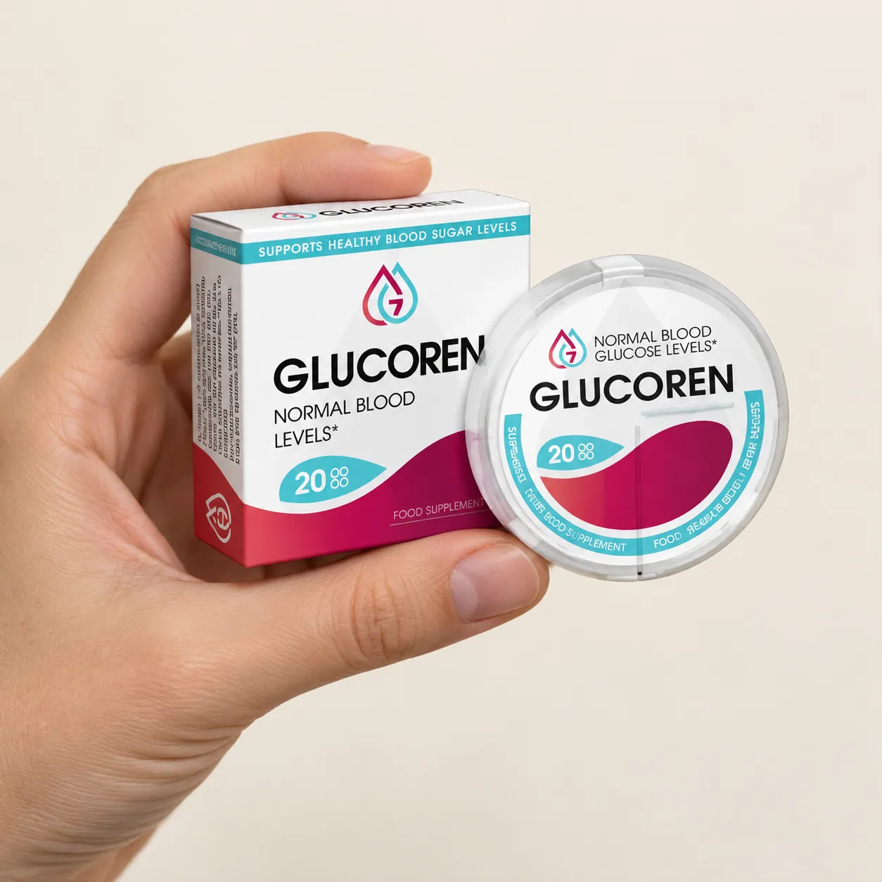 Glucoren — Verpackung in der Hand