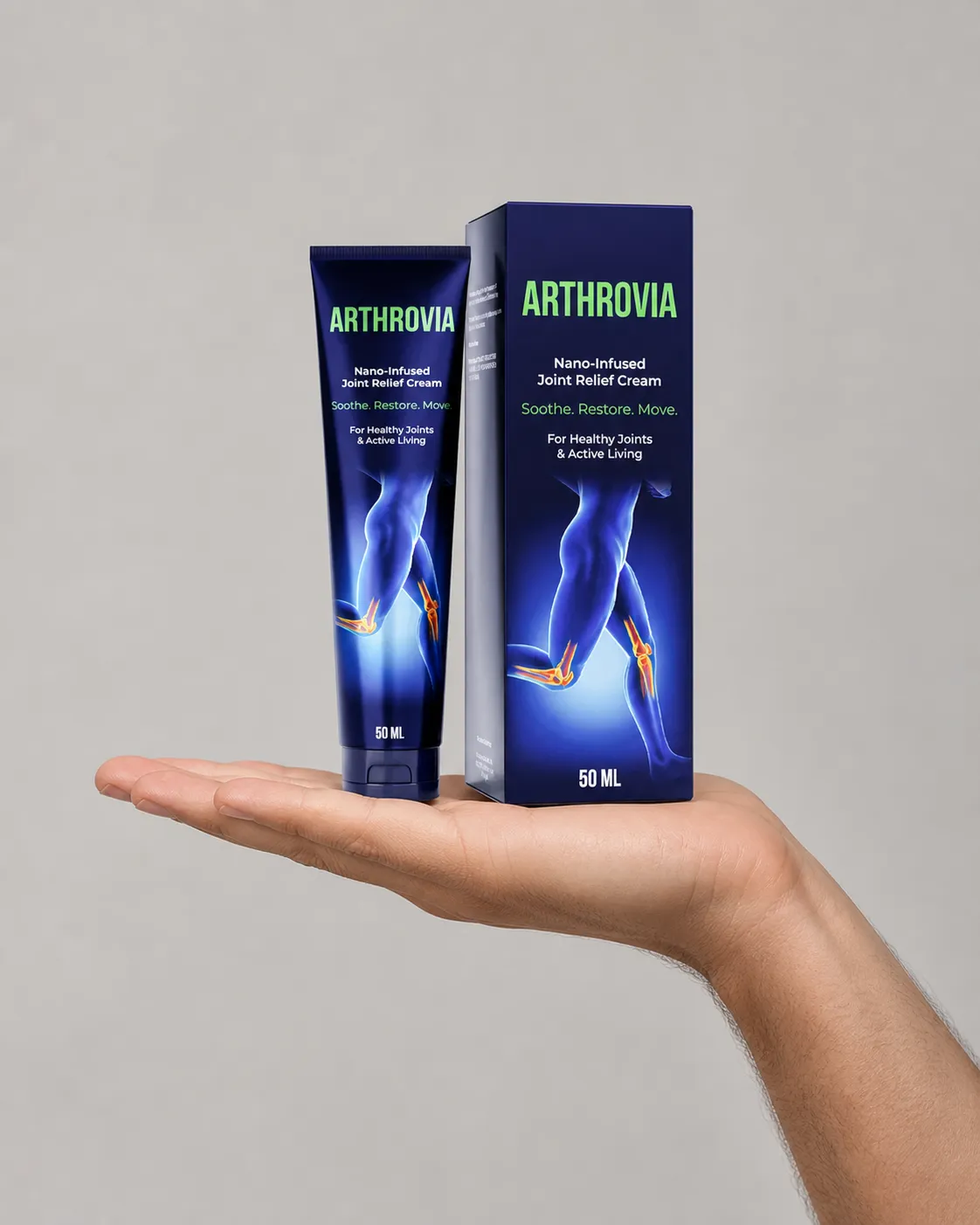 Arthrovia — Verpackung in der Hand
